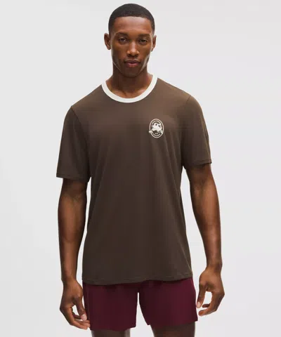Lululemon Fast And Free Perforated Stripe T-shirt In Brown