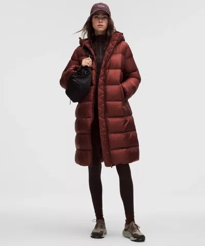 Lululemon Featherweight 900-down-fill Long Puffer Jacket In Brown