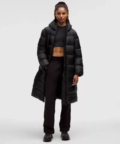Lululemon Featherweight 900-down-fill Long Puffer Jacket In Black