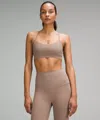 Lululemon Wunder Train Strappy Racer Bra Ribbed Light Support, A/b Cup In Brown