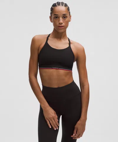 Lululemon Flow Y Mid-support Bra Logo In Black