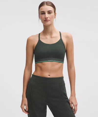 Lululemon Flow Y Mid-support Bra Logo In Black