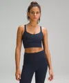 Lululemon Free To Be Ribbed Longline Bra In Blue