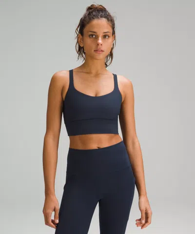 Lululemon Free To Be Ribbed Longline Bra In Blue