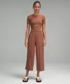 Lululemon Front-pleat High-rise Wide-leg Cropped Pant In Brown
