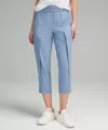 Lululemon Front-pleat Tapered Mid-rise Cropped Pant In Blue