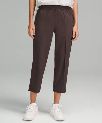 Lululemon Front-pleat Tapered Mid-rise Cropped Pant In Brown