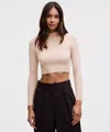 Lululemon Glitter Knit Twist-back Long-sleeve Shirt In White