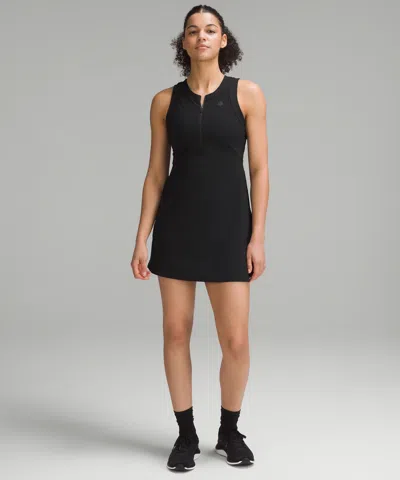 Lululemon Grid-texture Sleeveless Linerless Tennis Dress In Black