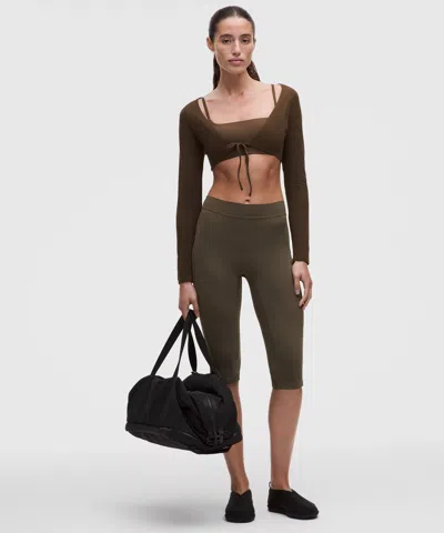 Lululemon Groove High-rise Notched-hem Crop 15" In Brown