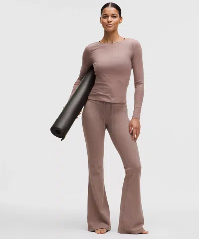 Lululemon Groove High-rise Ribbed Wide-flare Pant In Nude