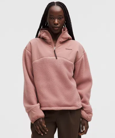 Lululemon High-pile Fleece Hooded Half Zip In Pink