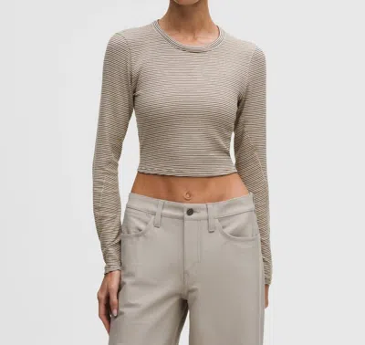 Lululemon Hold Tight Cropped Long Sleeve In Brown Stripe In Multi