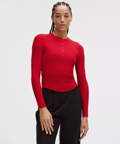 Lululemon Hold Tight Long-sleeve Henley In Red