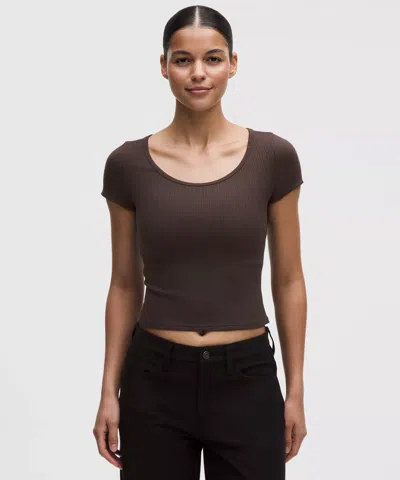 Lululemon Hold Tight Micro-rib Cross-back T-shirt In Brown