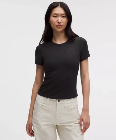 Lululemon Hold Tight Micro-rib Straight-hem T-shirt In Black