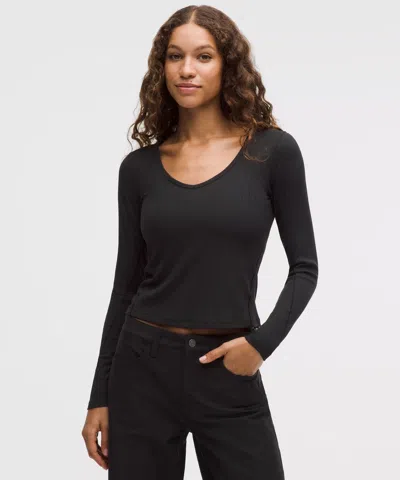 Lululemon Hold Tight Micro-rib V-neck Long-sleeve Shirt In Black