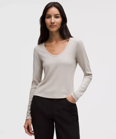 Lululemon Hold Tight Micro-rib V-neck Long-sleeve Shirt In Neutral