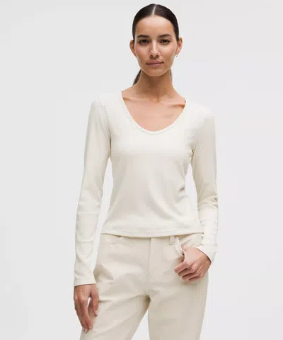 Lululemon Hold Tight Micro-rib V-neck Long-sleeve Shirt In White