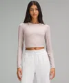Lululemon Hold Tight Straight-hem Cropped Long-sleeve Shirt In Pink