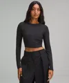 Lululemon Hold Tight Straight-hem Cropped Long-sleeve Shirt In Black