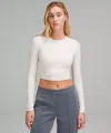 Lululemon Hold Tight Straight-hem Cropped Long-sleeve Shirt In White