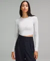 Lululemon Hold Tight Straight-hem Cropped Long-sleeve Shirt In White