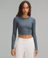 Lululemon Hold Tight Straight-hem Cropped Long-sleeve Shirt In Blue
