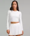 Lululemon Hold Tight Straight-hem Cropped Long-sleeve Shirt In White