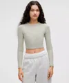 Lululemon Hold Tight Straight-hem Cropped Long-sleeve Shirt In Neutral