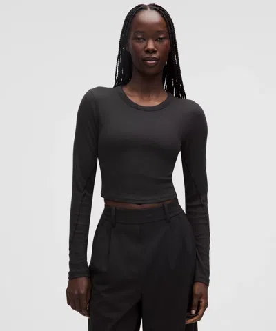 Lululemon Hold Tight Straight-hem Cropped Long-sleeve Shirt In Black