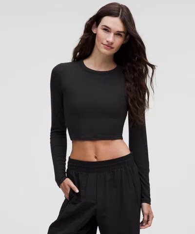 Lululemon Hold Tight Straight-hem Cropped Long-sleeve Shirt In Black