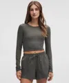 Lululemon Hold Tight Straight-hem Cropped Long-sleeve Shirt In Gray