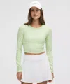 Lululemon Hold Tight Straight-hem Cropped Long-sleeve Shirt In Green