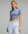 Lululemon Hold Tight Straight Hem Cropped T-shirt In Blue