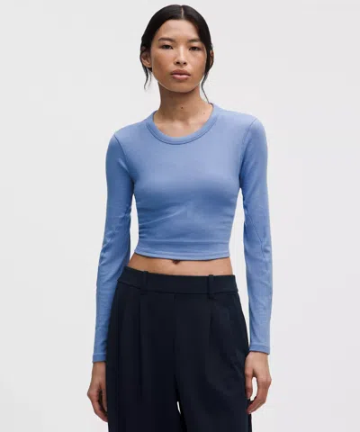 Lululemon Hold Tight Straight-hem Cropped Long-sleeve Shirt In Blue