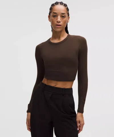 Lululemon Hold Tight Straight-hem Cropped Long-sleeve Shirt In Brown