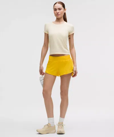 Lululemon Hotty Hot High-rise Lined Short 2.5" In Yellow