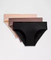 Lululemon Invisiwear Mid-rise Bikini Underwear 3 Pack In Black