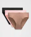 Lululemon Invisiwear Mid-rise Bikini Underwear Performance Lace 3 Pack In Multi