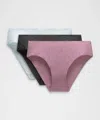 Lululemon Invisiwear Mid-rise Bikini Underwear Performance Lace 3 Pack In Multi