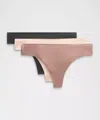 Lululemon Invisiwear Mid-rise Thong Underwear 3 Pack In Multi