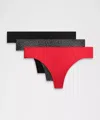 Lululemon Invisiwear Mid-rise Thong Underwear 3 Pack In Red