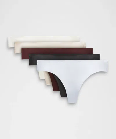Lululemon Invisiwear Mid-rise Thong Underwear 5 Pack In Gray