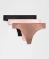 Lululemon Invisiwear Mid-rise Thong Underwear Performance Lace 3 Pack In Multi