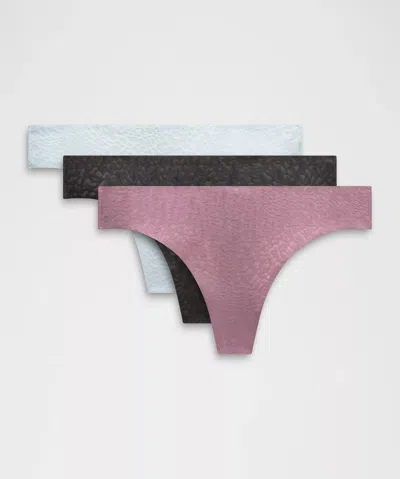 Lululemon Invisiwear Mid-rise Thong Underwear Performance Lace 3 Pack In Purple