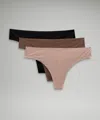 Lululemon Invisiwear Mid-rise Thong Underwear Performance Lace 3 Pack In Multi