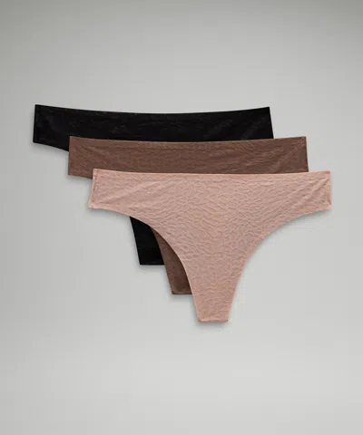 Lululemon Invisiwear Mid-rise Thong Underwear Performance Lace 3 Pack In Multi