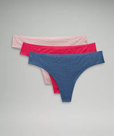 Lululemon Invisiwear Mid-rise Thong Underwear Performance Lace 3 Pack In Multi