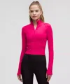 Lululemon It's Rulu Cropped Half Zip In Pink